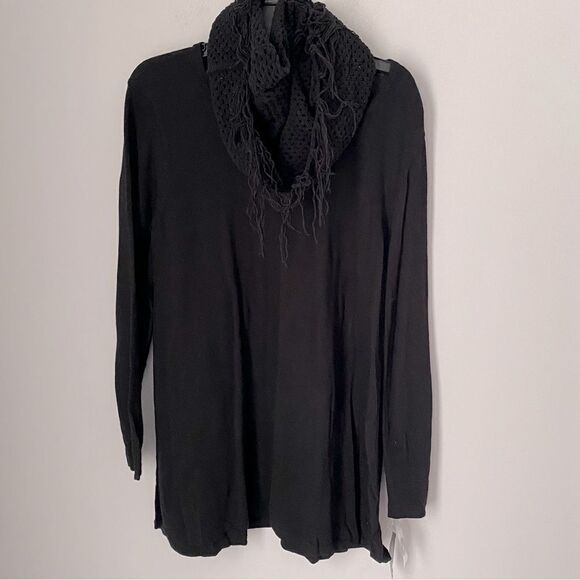 Style & Co. Women’s Round Neck Long Sleeve Black Sweater with Neck Warmer XL - Picture 1 of 3